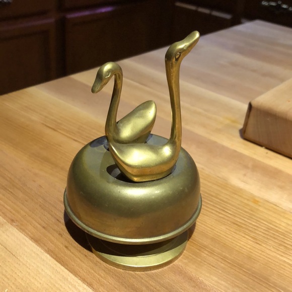 Vintage Other - VTG MCM Brass Swan Music “Box”